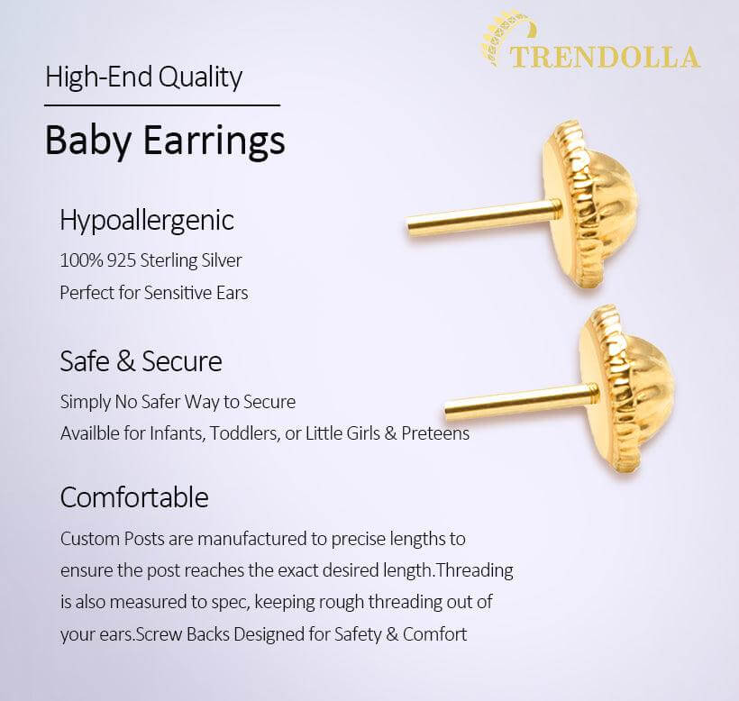 Classic Pearl White 3-5mm Sterling Silver Baby Children Screw Back Earrings - Trendolla Jewelry